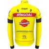 Fietskleding (Fietsshirt Lange Mouw + Lange Koersbroek) 2022 Bingoal Pauwels Sauces WB - Rood Neongeel